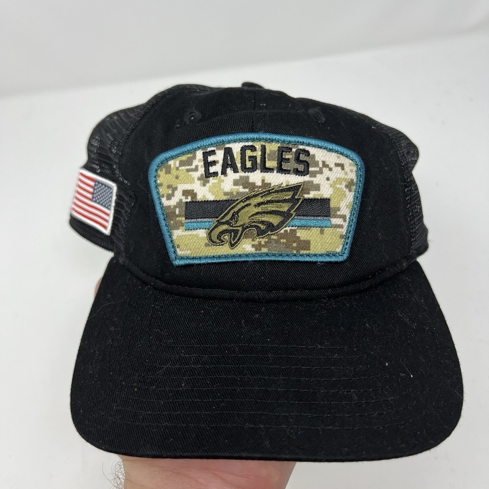 Philadelphia Eagles New Era Salute To Service Trucker 9Forty Camo Snapback Hat - Picture 2 of 14